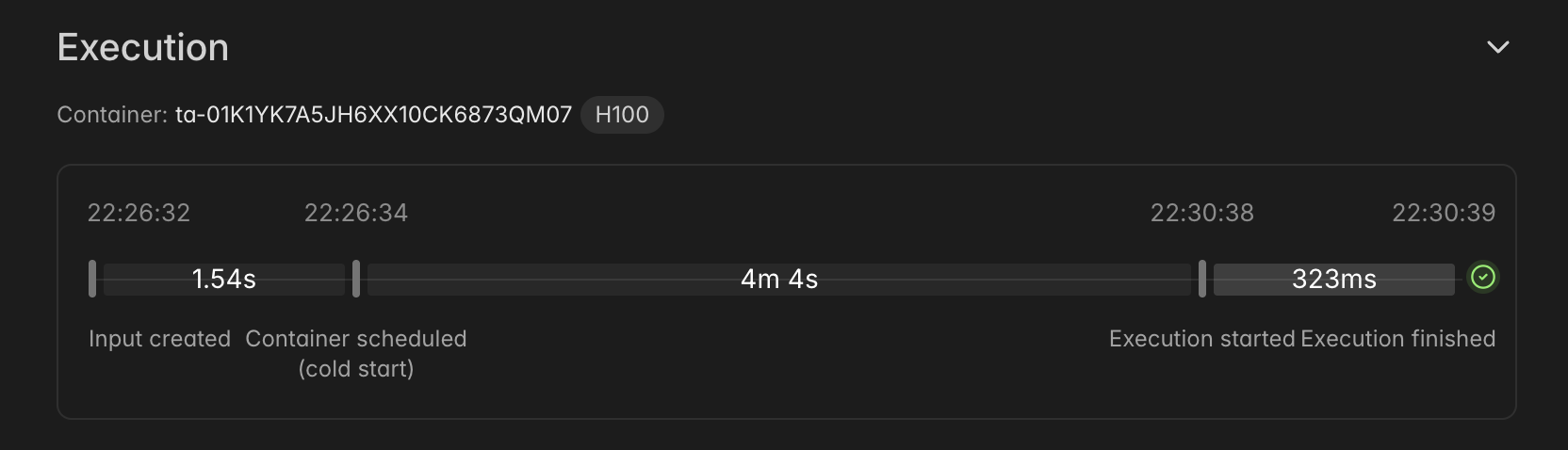 Modal logs showing 4 minute cold start time